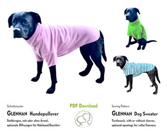 Dog sweater pattern GLENNAN, XS-XXL, back 25-85 cm. pdf