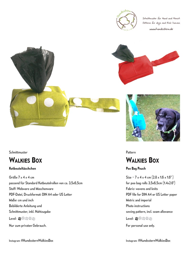 Poop bag bag pattern WALKIES BOX with cardboard closure. PDF image 9