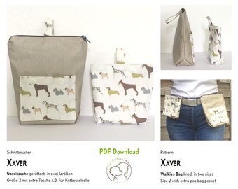 Treat bag, dog bag sewing pattern XAVER. 2 sizes. PDF