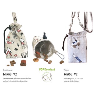 Leckerlibeutel Schnittmuster MINOU V2. 2 Größen, 2 Fächer