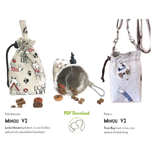 Treat Bag Sewing Pattern MINOU V2. 2 sizes, 2 compartments