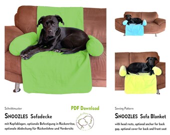 Sofa blanket for dogs. Sewing pattern SNOOZLES. PDF