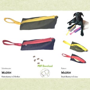 MADRIN feeding dummy sewing pattern, triangular-shaped retrieving bag. 2 sizes. PDF