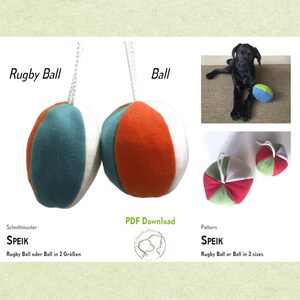 SPEIK naaipatroon voor hondenspeelgoed. Bal of rugbybal, elk in 2 maten, knuffelbal. PDF-download