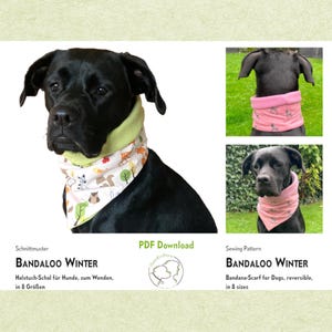 Modello di cucito per bandana/sciarpa per cani BANDALOO Winter, in 8 taglie. PDF