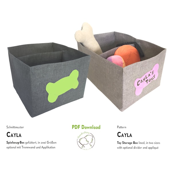 Toy box sewing pattern CAYLA, 2 sizes. PDF