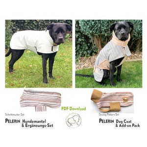 Dog Coat & Supplement Set Sewing pattern PELERIN Set, XS-XXL, back 25-85 cm. pdf image 1