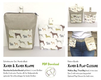 Treat bag + flap sewing pattern XAVER bundle/set. 2 sizes. PDF