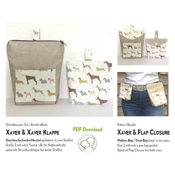 Treat bag + flap sewing pattern XAVER bundle/set. 2 sizes. PDF