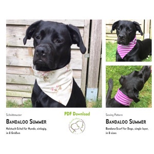 Dog scarf pattern BANDALOO Summer, 8 sizes. PDF