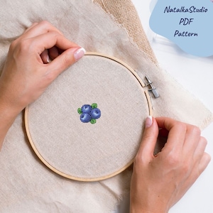 ミニブルーベリークロスステッチパターンPDFミニチュア刺繍クロスステッチベリー小さな刺繍