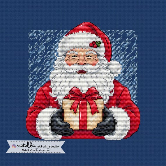 サンタのクロスステッチパターン：クリスマスの刺繍デザイン - Etsy 日本