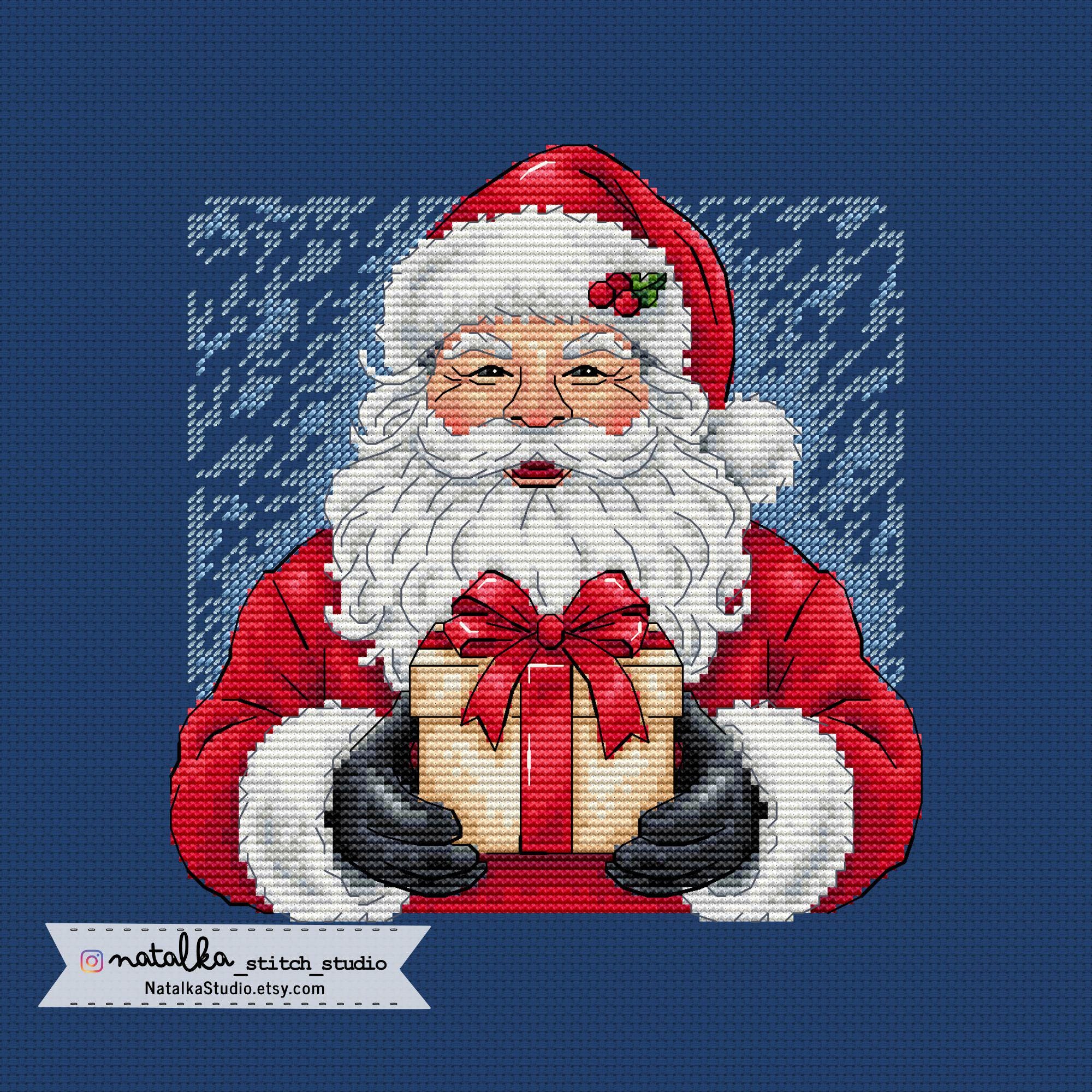 サンタのクロスステッチパターン：クリスマスの刺繍デザイン - Etsy 日本