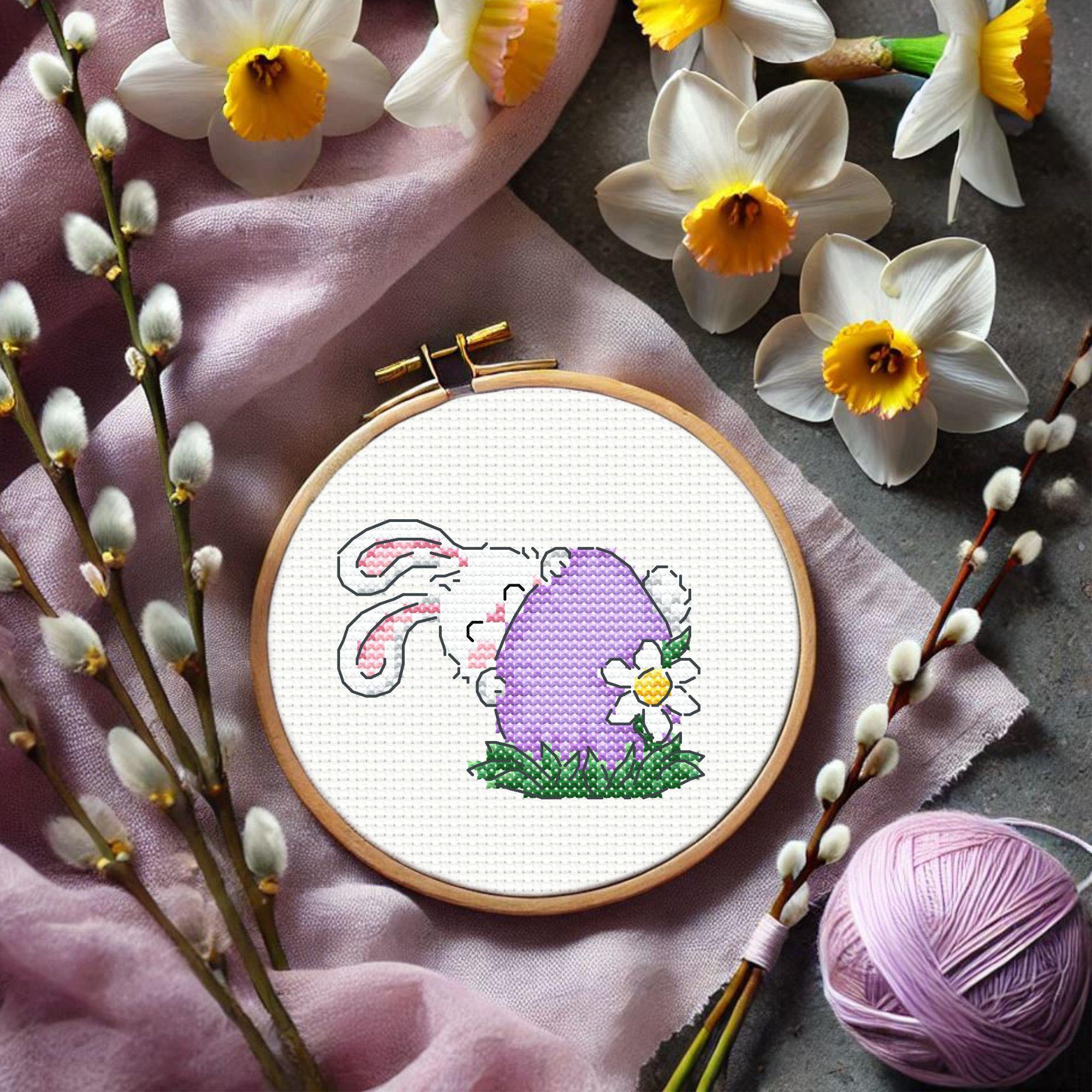 Easter Bunny & Egg Mini Cross Stitch Pattern - Etsy