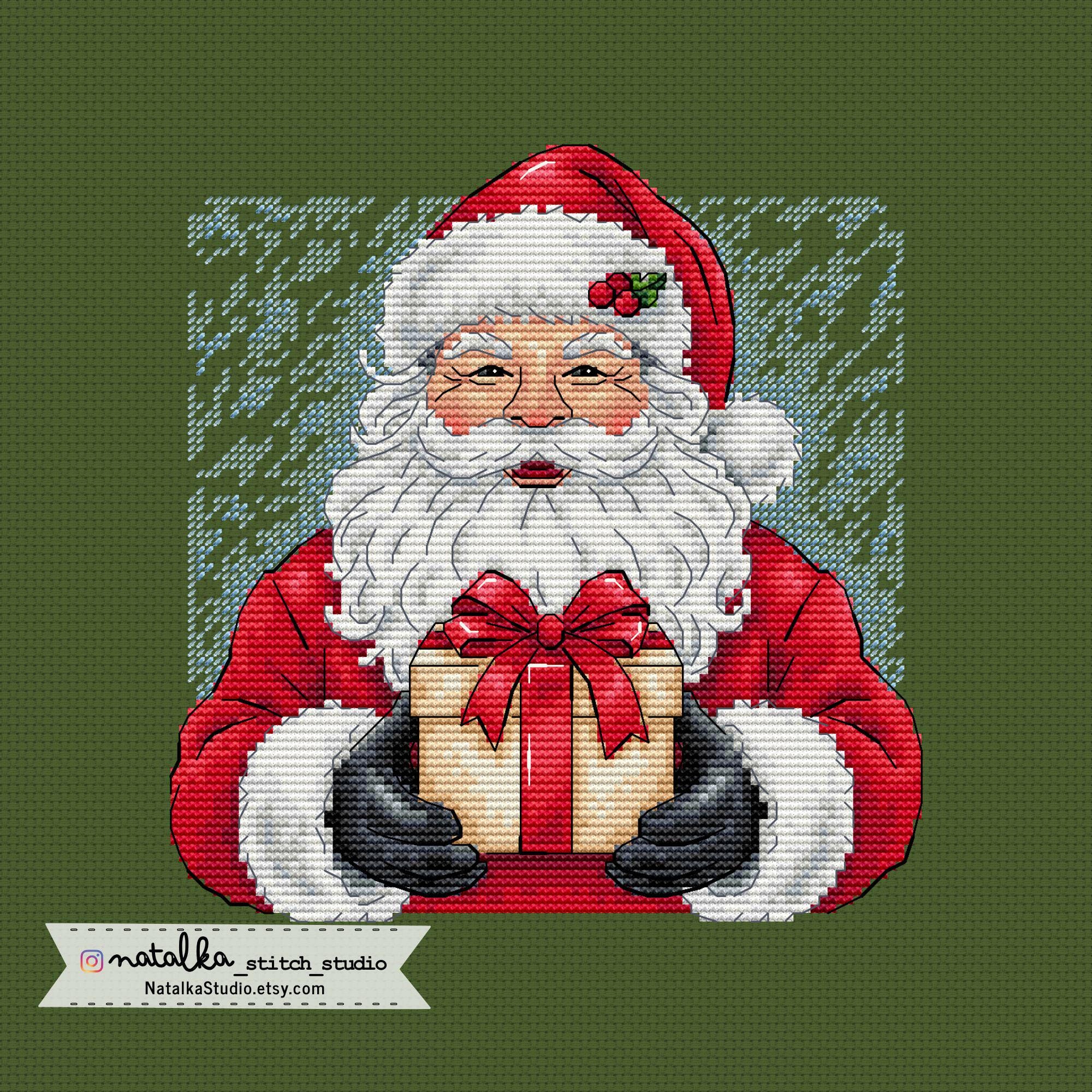 サンタのクロスステッチパターン：クリスマスの刺繍デザイン - Etsy 日本