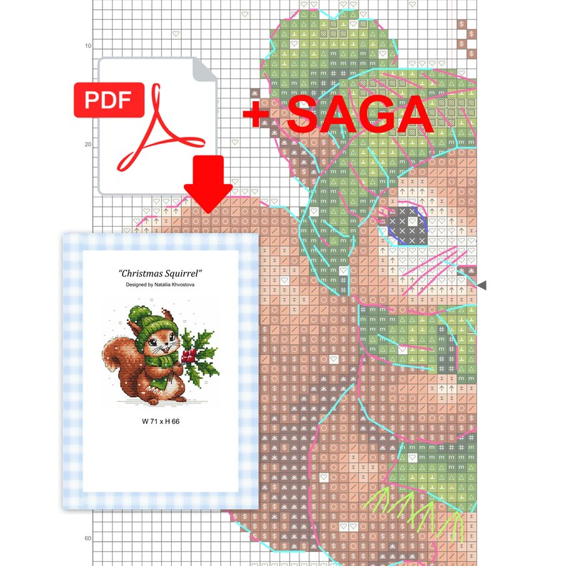 Christmas Squirrel Cross Stitch Pattern: Winter Animal Embroidery (PDF ...