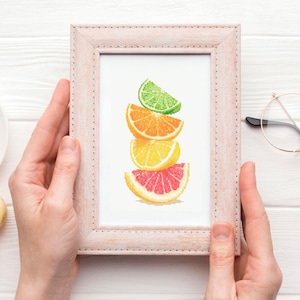 Citrus fruit slices  cross stitch PDF Kitchen cross stitch Grapefruit embroidery Lemon cross stitch Lime cross stitch Orange embroidery
