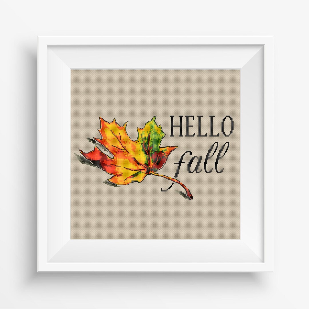 Autumn Leaf Cross Stitch Pattern: Hello Fall Embroidery - Etsy