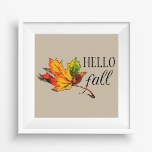 Autumn Leaf Cross Stitch Pattern: Hello Fall Embroidery