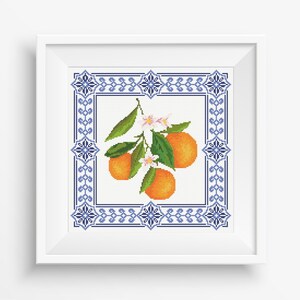 Orange Cross Stitch Pattern PDF Citrus Cross Stitch Modern Cross Stitch ...