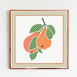 Pear cross stitch pattern Pear room decor cross stitch Fruits cross stitch pattern