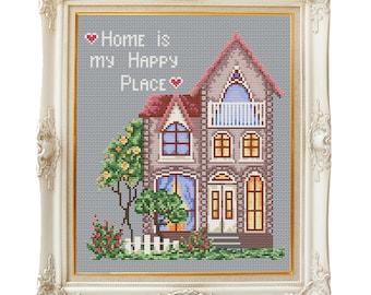Home Sweet Home Cross Stitch Pattern: House Embroidery (PDF)