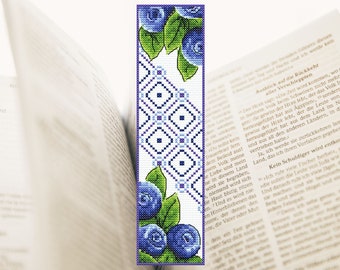 Blueberry Bookmark Cross Stitch Pattern: Fruit Design