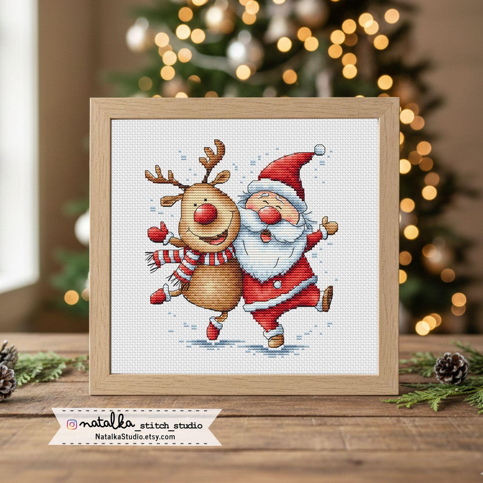 Santa and Reindeer Cross Stitch Pattern PDF: Christmas Embroidery - Etsy