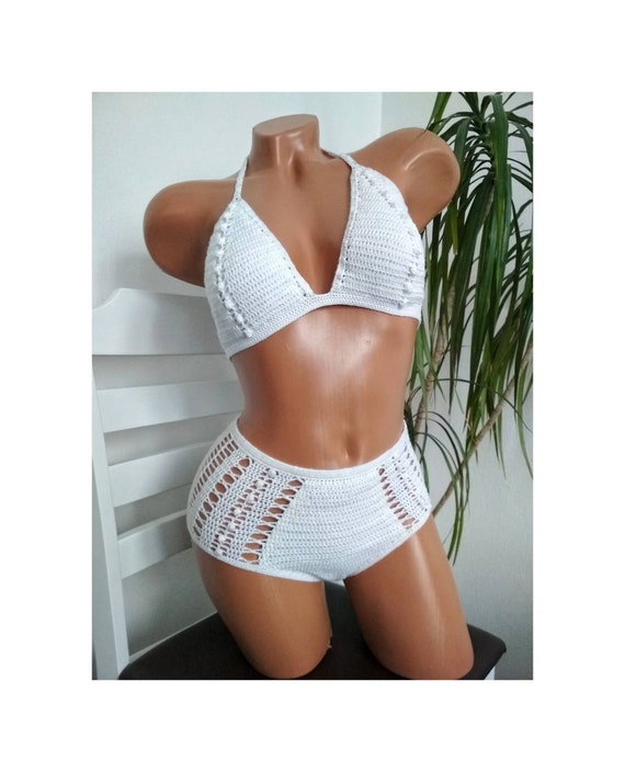 white crochet bathing suit