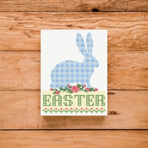 Easter Bunny Cross Stitch Pattern: Floral Embroidery