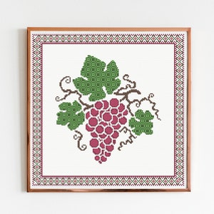 Grape Cross Stitch Pattern: Fruit Kitchen Decor