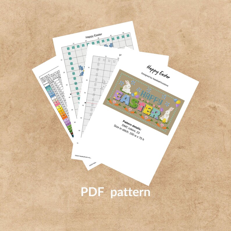 Happy Easter Sampler Cross Stitch Pattern PDF Primitive Embroidery - Etsy