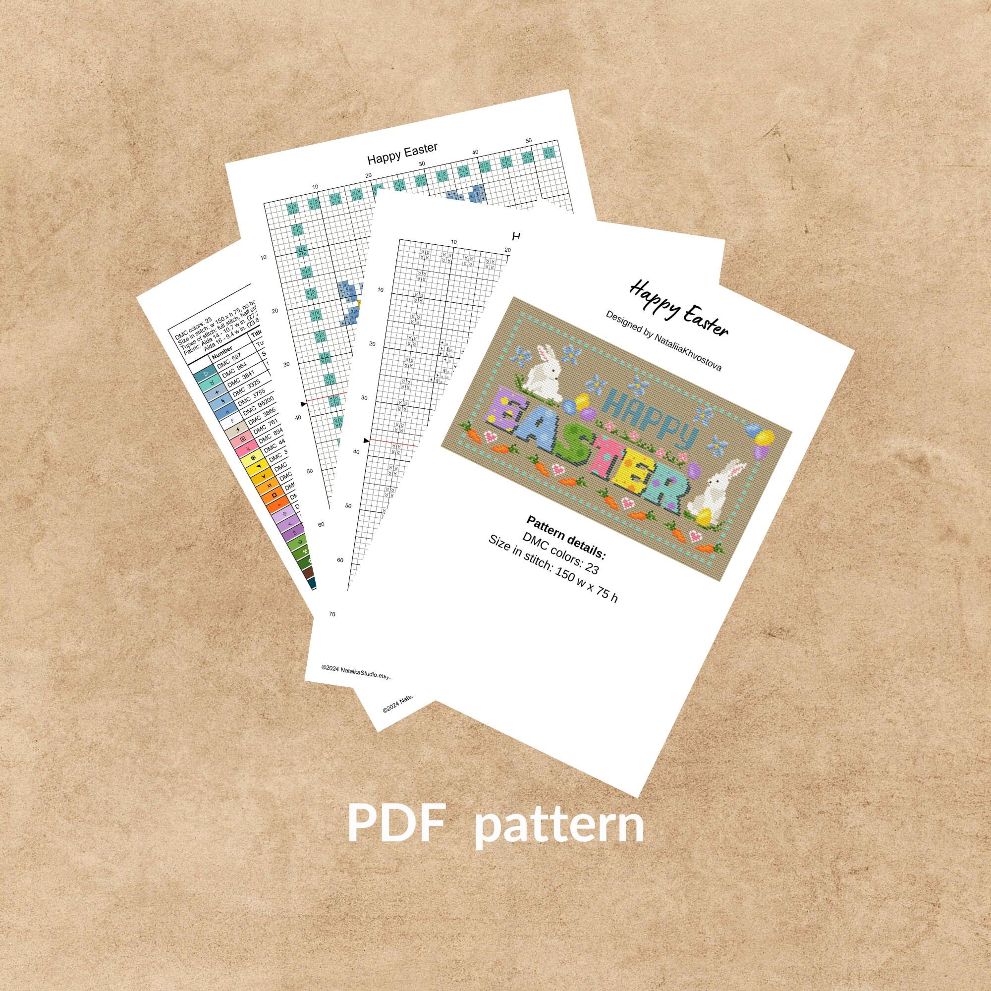 Happy Easter Sampler Cross Stitch Pattern PDF Primitive Embroidery - Etsy