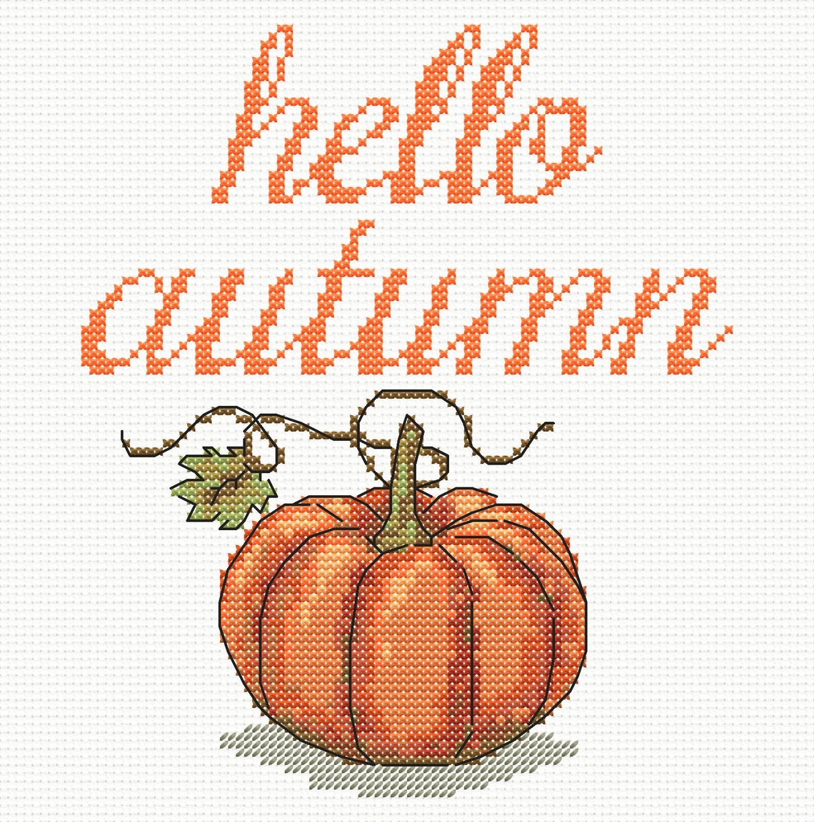 Pumpkin Cross Stitch Pattern: Hello Autumn (PDF Pattern) - Etsy