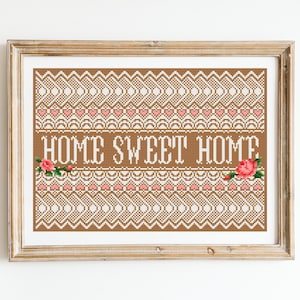 Home sweet home cross stitch pattern PDF Modern counted cross stitch sampler Easy cross stitch chart