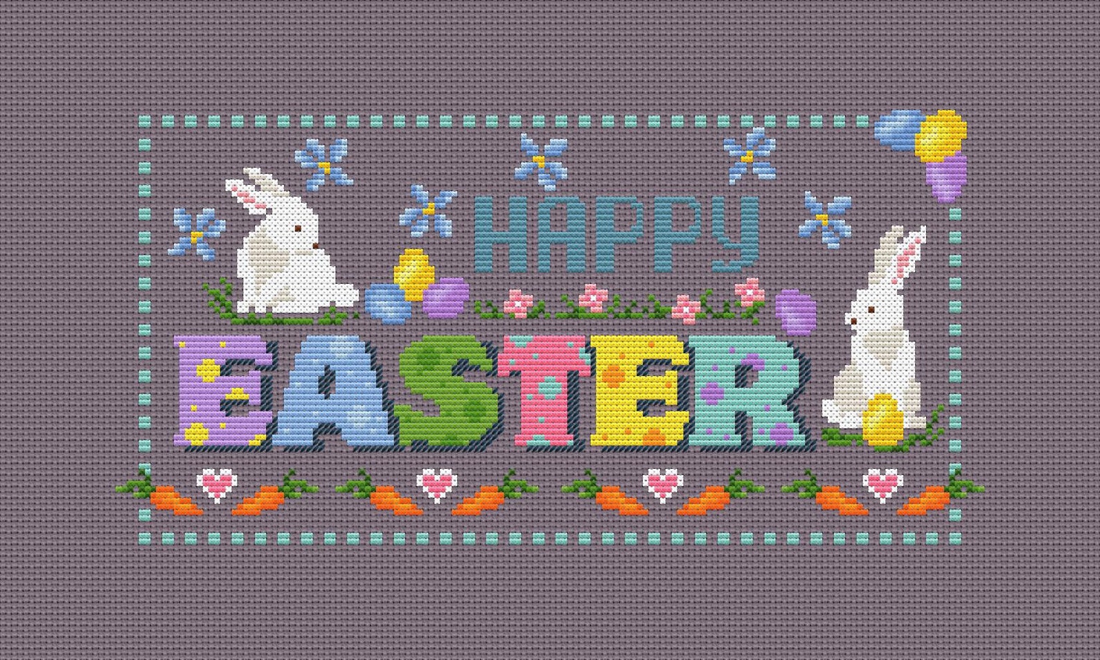Happy Easter Sampler Cross Stitch Pattern PDF Primitive Embroidery - Etsy