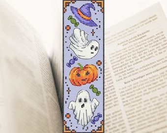 Halloween Bookmark Cross Stitch Pattern: Witchy Embroidery