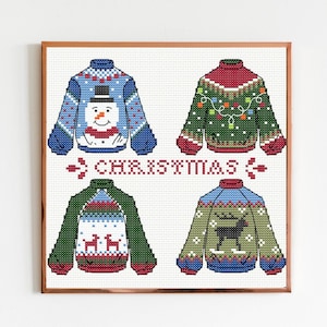 Ugly Christmas Sweaters Cross Stitch Pattern: Winter Decor