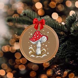 Fly Agaric cross stitch pattern PDF Amanita mushroom cross stitch Toadstool embroidery Witchy fungi