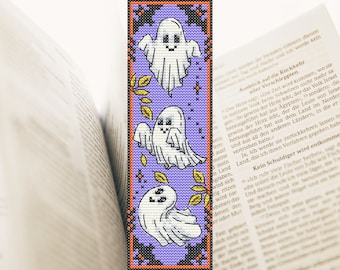 Ghost Bookmark Cross Stitch Pattern, Halloween Embroidery (PDF Pattern)