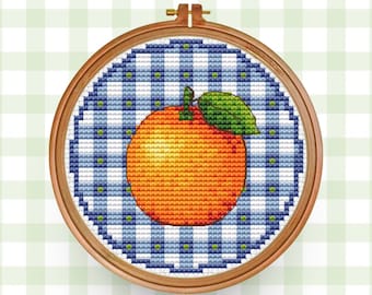 Patrón de punto de cruz naranja: Bordado cítrico moderno