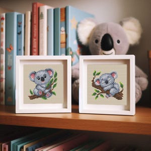 Koala cross stitch pattern PDF+SAGA  Set of 2 koala Sleeping koala Animal embroidery Mini cross stitch Easy cross stitch