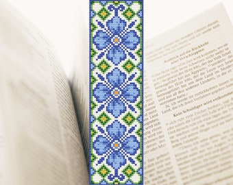 Floral bookmark sampler cross stitch desigh Flowers ornament embroidery Easy cross stitch Book lover gift