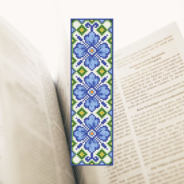 Floral bookmark sampler cross stitch desigh Flowers ornament embroidery Easy cross stitch Book lover gift