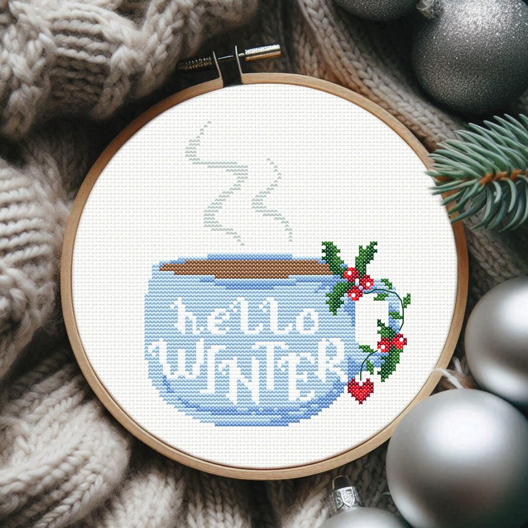 Christmas Mug Cross Stitch Pattern PDF Cozy Winter Cup of Coffee ...