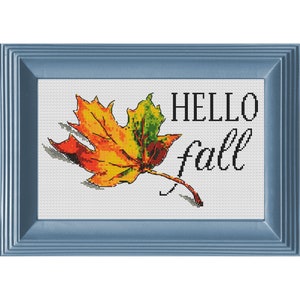 Autumn Leaf Cross Stitch Pattern: Hello Fall Embroidery - Etsy