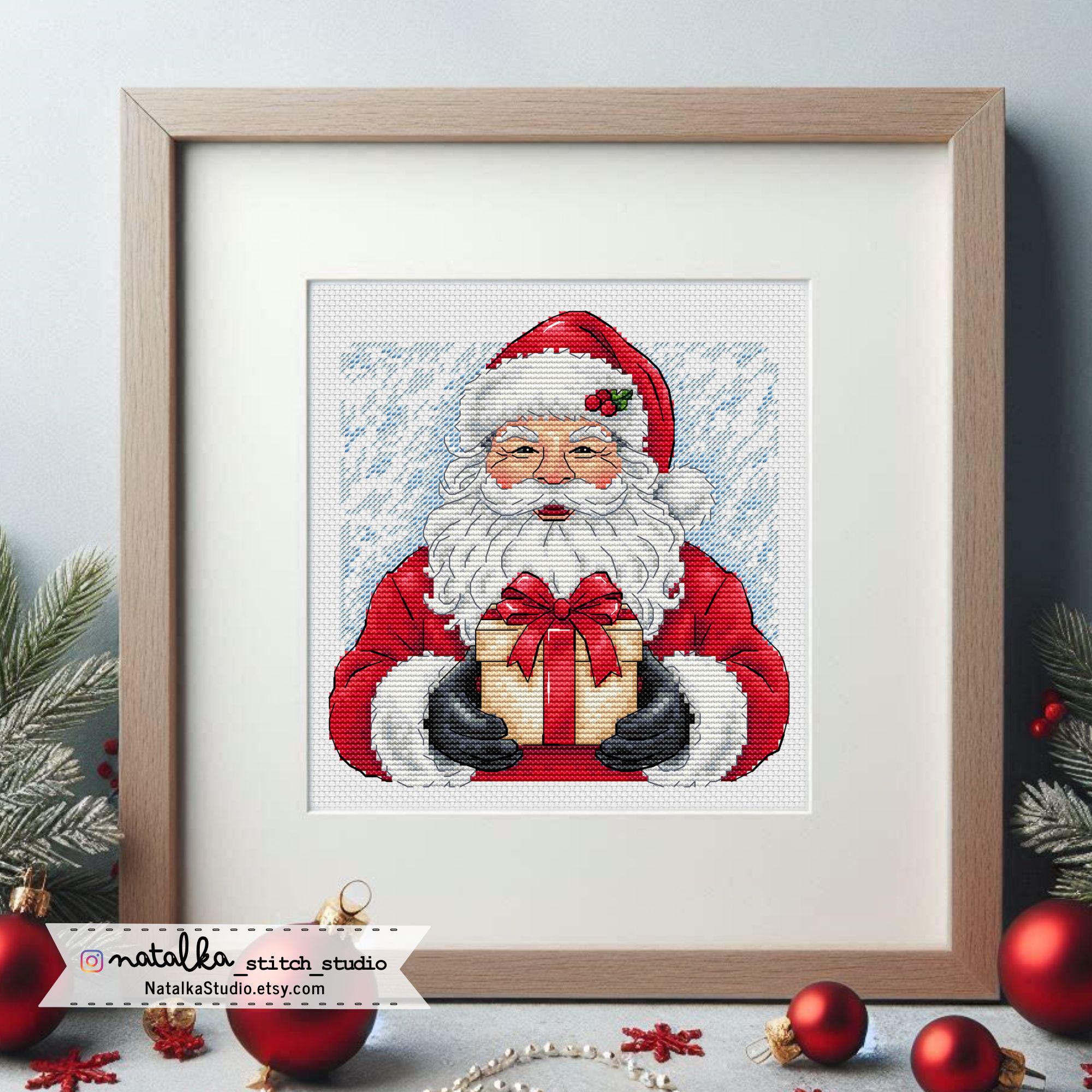 サンタのクロスステッチパターン：クリスマスの刺繍デザイン - Etsy 日本