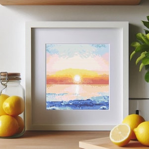 Sunset cross stitch pattern Easy embroidery Sunrise cross stitch Ocean embroidery Landscape Punto de cruz patron