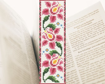 Floral Bookmark Cross Stitch Pattern: Rose Ornament (PDF Pattern)