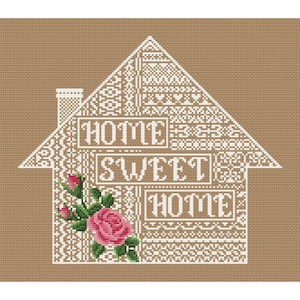 Home sweet home cross stitch pattern Sampler embroidery Floral cross stitch Modern embroidery House cross stitch image 6